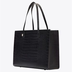 BEIS Black Crocodile-Embossed Tote Bag